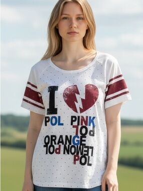 POL Graphic Tee - White with Red and Blue Accents